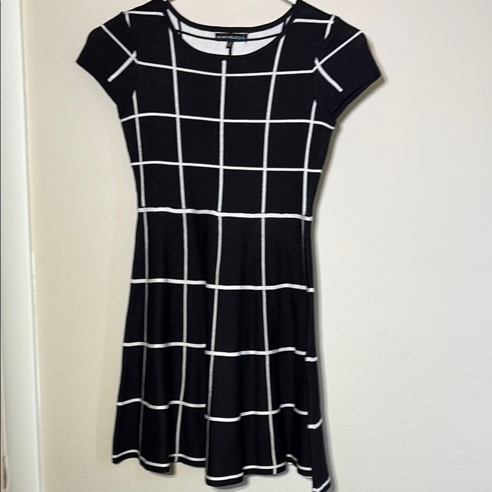 Black and White Fit and Flare Mini Dress